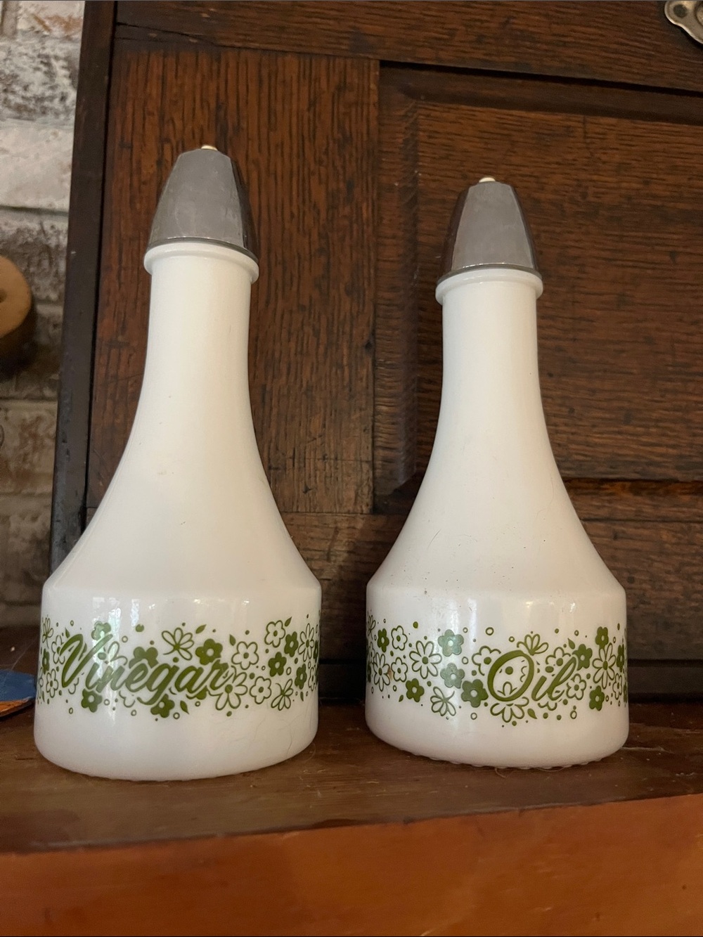 Vintage crazy Daisy, oil, and vinegar set